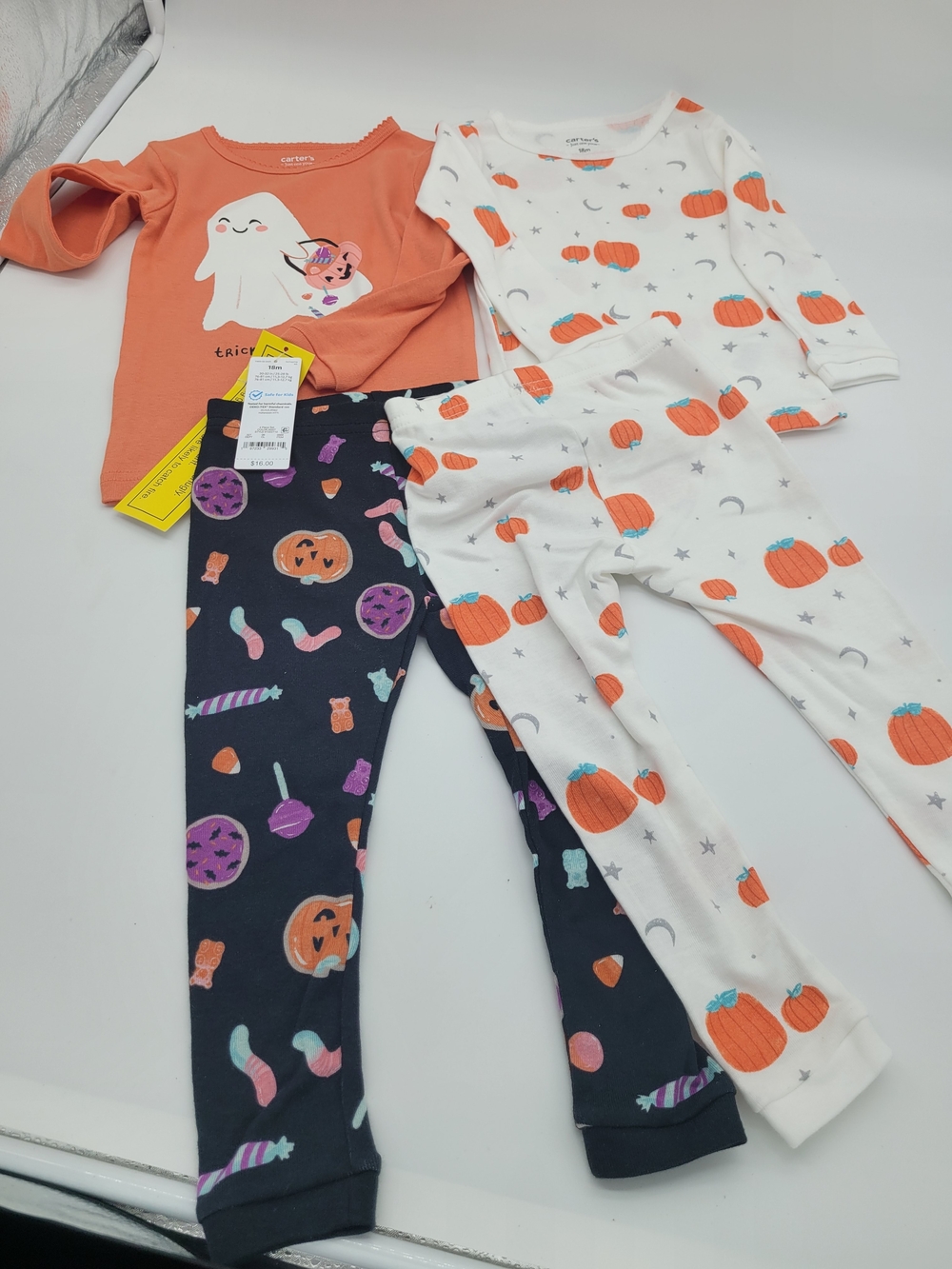 Carter's Halloween 4-Piece Pajama Set - Orange/White/Black/Purple
